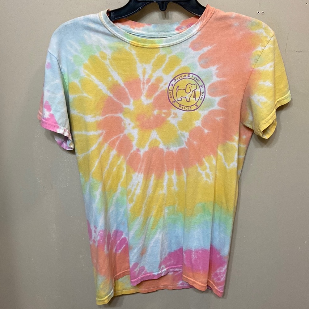 Tie dye puppy love tee